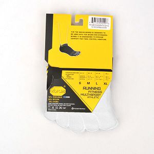 Vibram No Show White Mens 5toe-socks | India-729345